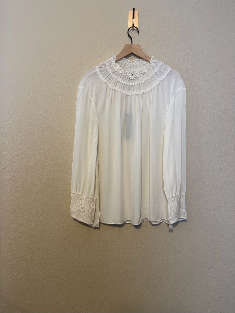 Kobi Halperin Womens Alara Ivory Smocked Ruffled Top Blouse Shirt NWT Size XXL